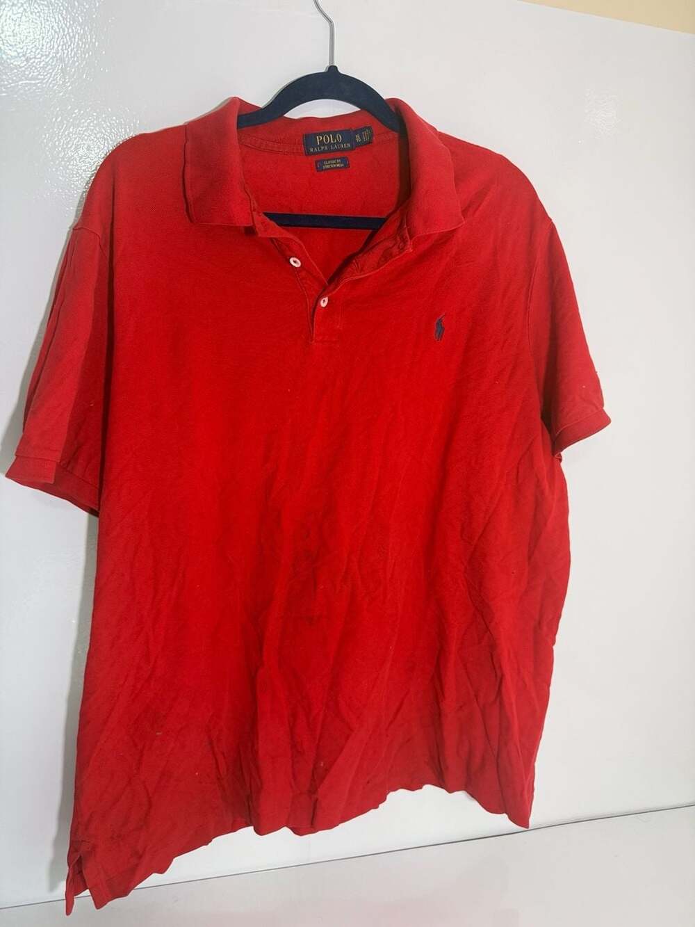 Polo Ralph Lauren Men's XL Red Short Sleeve Classic Fit Stretch Mesh Polo Shirt
